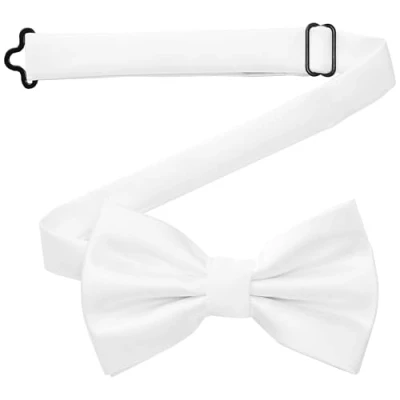 Abbildung von DonDon Fliege Herren handgefertigt Seiden Look 12 x 6 cm Weiß