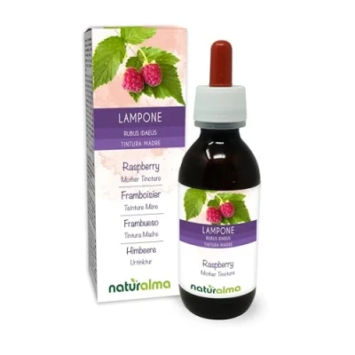 Abbildung von Himbeere (Rubus idaeus) Blätter Alkoholfreier Urtinktur Naturalma Flüssig Extrakt Tropfen 120 ml Nahrungsergänzungsmittel Veganer