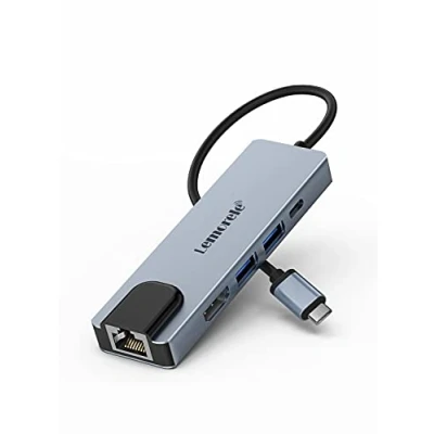 Abbildung von Lemorele USB C Hub (5 in 1 Upgraded), Multiport Adapter mit HDMI 4K, LAN RJ45 Ethernet, 2 3.0, Schnell Ladung PD 100W für MacBook Pro/Air M1, iPad Pro, Chromecast, Switch, Windows