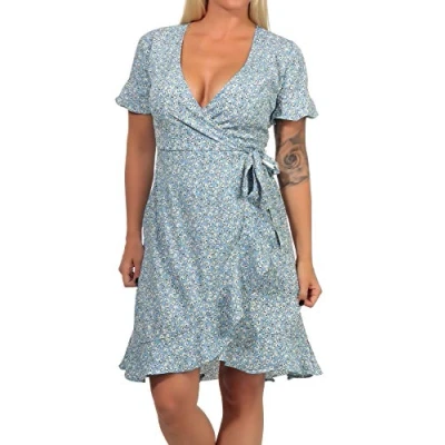 Abbildung von ONLY Onlolivia WRAP Dress Freizeitkleid, Damen, Größe: 38, Dusk blue