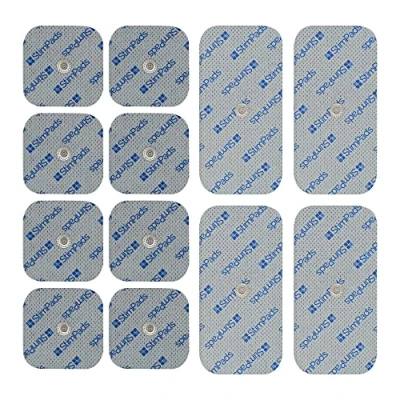 Abbildung von StimPads EMS und TENS Elektroden Pads kompatibel mit Compex Geräte Mix 12er Pack 50X50 50X100mm einzelnem 3,75mm Easy Snap Klebeelektroden Zertifiziertes Medizinprodukt von Motron NV