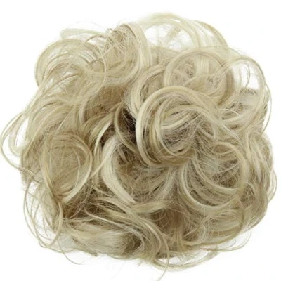 Abbildung von CAISHA Haarteil Haargummi Hochsteckfrisuren Brautfrisuren Voluminös Gelockt Unordentlich Dutt Kunstfaser DM15cm Hellblond Mix G37A