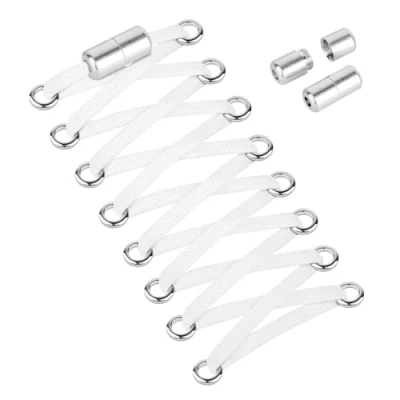Abbildung von Widamin 2 Paar Elastische Schnürsenkel für Erwachsene und Kinder, Ohne Binden mit Metallkapseln, weiß JS