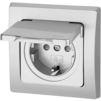 Abbildung von Unterputz Steckdose IP44, All in One, Serie C1 silber