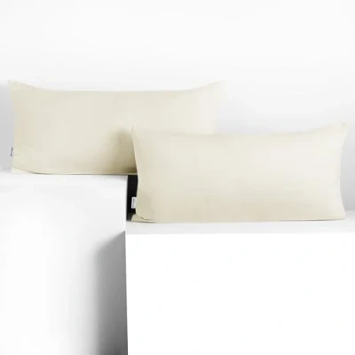 Abbildung von DecoKing 2 Kissenbezüge 40x80 cm Jersey 100% gekämmte Baumwolle Reißverschluss Ecru Amber