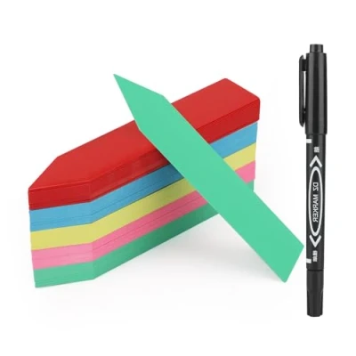 Abbildung von KINGLAKE 500Stk Pflanzschilder Bunt Pflanzenstecker Kunststoff Gartenschilder Mit Marker Zum Beschriften Wetterfest Pflanzen Etiketten Für Draussen,10x2CM