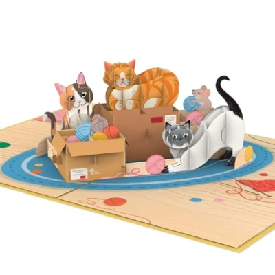 Abbildung von papercrush® Pop Up Karte Niedliche Katzen Lustige 3D Geburtstagskarte mit Katze für Frau, Freundin &amp; Mädchen Besondere Glückwunschkarte zum Geburtstag von Katzenliebhaber