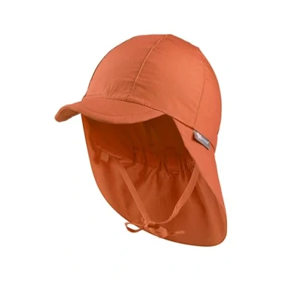 Abbildung von Sterntaler Schirmmütze Nacken Unisex Baby und Kinder Mütze mit Nackenschutz einsteckbaren Ohrenklappen UV Schutz 50+ Sommermütze zum Binden Popeline (Bio) Kopfbedeckung rost, Größe 51