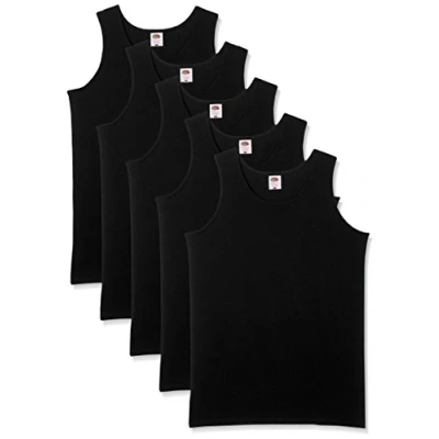 Abbildung von Fruit of the Loom Herren Regular Fit Unterhemd 5 Pack Athletic Mens, Schwarz (Black), 4XL