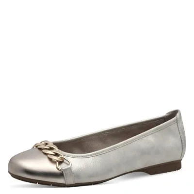 Abbildung von Jana Damen Ballerinas mit Zehenkappe Vegan, Mehrfarbig (Beige/Gold), 38 EU