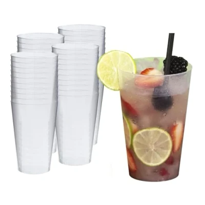 Abbildung von Silverkitchen Trinkbecher aus Hartplastik, Glasklar, 400ml, 40 Stück + 4 Extrabecher (1er Pack)