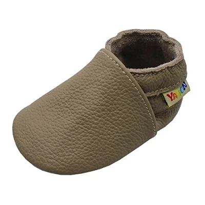 Abbildung von YALION Baby Weicher Leder Lauflernschuhe Krabbelschuhe Babyschuhe Babyhausschuhe(Dunkelbeige,EU 22/23=L)