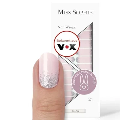 Abbildung von Miss Sophie Nagelfolie Cake Pop Glitzer, Grün, Nail Wraps 24 ultra dünne selbstklebende langanhaltende Nagelfolien