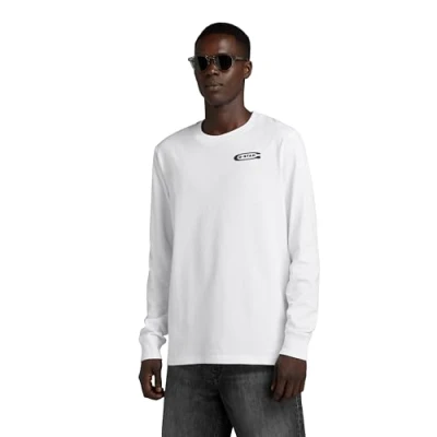 Abbildung von G Star OLD School Chest Langarmshirt, Herren, Größe: Medium, White