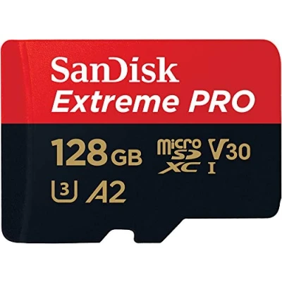 Abbildung von SanDisk Extreme PRO microSDXC UHS I Speicherkarte 128 GB + Adapter &amp; RescuePRO Deluxe (Für Smartphones, Actionkameras oder Drohnen, A2, Class 10, V30, U3, 200 MB/s Übertragung)