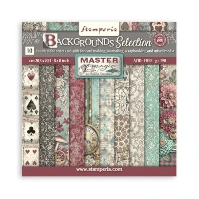 Abbildung von Stamperia Scrapbook Paper Pad for Scrapbooking, Albums, Cards, Bullet Journals, and More, Acid Free, Double Sided, Perfect Crafts Gifting (Master of Magic, Backgrounds) (20.3 x 20.3cm)