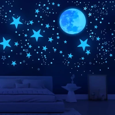 Abbildung von Leuchtsterne Kinderzimmer Selbstklebend 629 Stück Sternenhimmel Aufkleber Deko Junge Wandsticker Mädchen Babyzimmer Deko, Blau