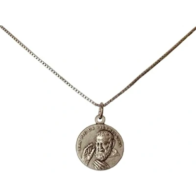 Abbildung von I G J MEDAILLE DES HEILIGEN PIO VON PIETRELCINA (PADRE PIO) MIT KETTE HERGESTELLT IN HOCHRELIEF
