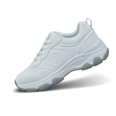 Abbildung von bugatti Damen Weiße Chunky Sneaker mit Logo Prägung, perforiertem Design und Leichter Flexibilität, weiß, 39 EU