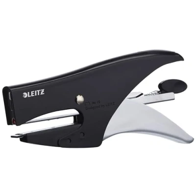 Abbildung von Leitz Heftzange aus Metall, Für 15 Blatt, Ergonomisches Design, Hinterlademechanik, Heftklammern P2 (Nr. 10), Satin Schwarz, Style Serie, 55640094