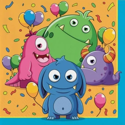 Abbildung von CONVER PARTY, FUN MONSTERS, Papierservietten, Partyartikel, Partys, Feiern und Kindergeburtstage, 20 Stück, 33 cm
