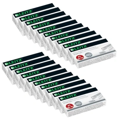 Abbildung von Leitz Power Performance Heftklammern P2 (Nr. 10), Verzinkt, 20 x Box mit je 1000 Heftklammern, 55770000
