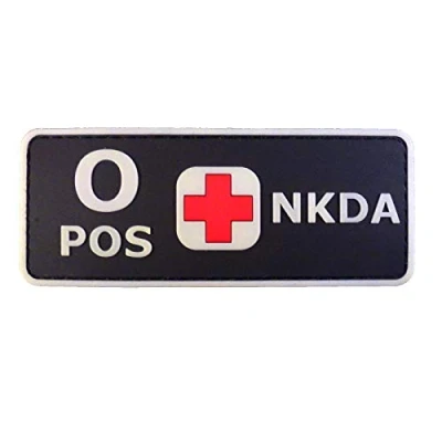 Abbildung von PVC Rubber 3D GITD Touch Fastener Patch Blood Type NKDA Glow in the Dark Combat Tactical GID