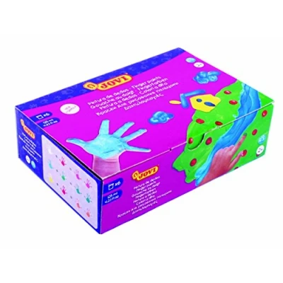 Abbildung von Jovi Fingerfarbe für Kinder ab 2 Jahren, gute Deckkraft, cremige Konsistenz, unbedenkliche Inhaltsstoffe, 6 Farben je 125 ml