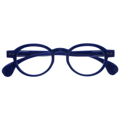 Abbildung von OPULIZE OCA Lesebrille Moderne Runde Retro Fassung Blau Glänzend Herren Damen Federscharniere R54 3 +1.50