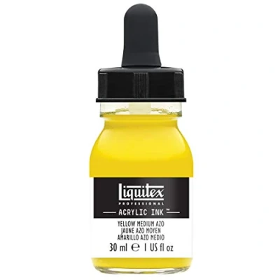 Abbildung von Liquitex 4260412 flüssige Professional Acrylfarben Ink, Tusche, 30 ml, hochpigmentierte Airbrushfarbe, mittelgelb azo