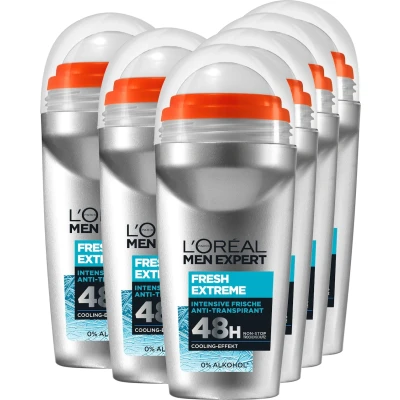 Abbildung von L&#039;Oréal Men Expert Kühlendes Deo für Männer, Intensiver Deoroller gegen Geruchsentwicklung 48 Stunden, Ultra Cooling Effekt, Fresh Extreme, 6 x 50 ml