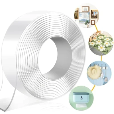 Abbildung von MIMEIMIAI Doppelseitiges Klebeband Extra Stark, 3 Meter Doppelseitig Transparent Klebepads Abwaschbar Ablösbar Klebestreifen Spurlos Starker für Teppiche Fotoecken ohnl Nägel