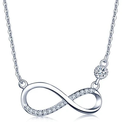 Abbildung von Unendlich U Fashion Unendlichkeit Zeichen Damen Halskette 925 Sterling Silber Zirkonia Anhänger Kette mit Anhänger,