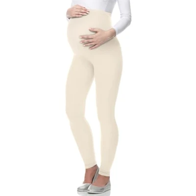 Abbildung von BE Mammy Lange Umstandsleggings aus Viskose Leggings Blickdicht Damen, Maternity Clothing, Ideal für die Schwangerschaft 02 (Ecru, XL)