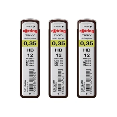 Abbildung von rOtring HB Minen für Druckbleistift, 0,35 mm, 3 Stück, 12 Stück