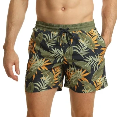 Abbildung von RIPT Herren Essentials Quick Dry UV 50 Sonnenschutz Badehose Badeshorts, Marine/Grün Dschungelmuster, 2XL
