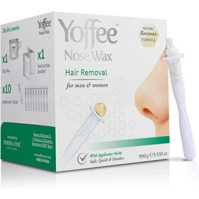 Abbildung von Original Yoffee Nose Wax Kit Hair Removal Set Männer und Frauen Nasenhaarentferner Bio Bienenwachs Nasenwachs mit 10 recyclebaren Applikatoren Parabenfrei 100g Made in Spain