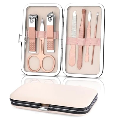 Abbildung von AiQInu Nagelknipser,7 teiliges Maniküre Pediküre Set,Nagelknipser set, Professionelle Edelstahl Nagelpflege Werkzeuge, Beauty Kit zur Hand &amp; Fußpflege, für Zuhause, Reisen