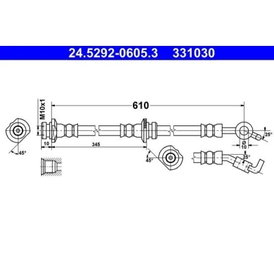 Abbildung von ATE 24.5292 0605.3 Bremsschläuche 610 M10x1 NISSAN: MICRA 3, Note I