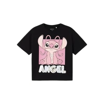 Abbildung von NAME IT Mädchen Nkfnyri Stitch Nreg Top Box Wdi T Shirt, Schwarz, 122 128 EU