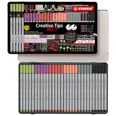Abbildung von STABILO Multi Liner Set Creative Tips ARTY 30er Metalletui PASTEL in 6 verschiedenen Farben