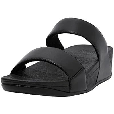 Abbildung von Fitflop Damen lulu slide leather Schiebe Sandalen, Schwarz, 43 EU
