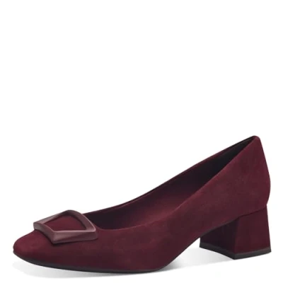 Abbildung von Tamaris Damen Pumps Leder Blockabsatz bequem; Merlot Suede, EU 37