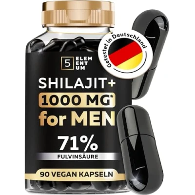 Abbildung von Shilajit Kapseln Hochdosiert für Männer 1000mg pro Tagesdosis 90 mit 71% Fulvinsäure Premium Mumijo Aus Himalya Gebirge Natural Geprüft und Zertifiziert