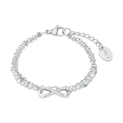Abbildung von s.Oliver Armband Edelstahl Mädchen Kinder Armschmuck, mit Glas, 14+2 cm, Silber, Infinity, Kommt in Schmuck Geschenk Box,