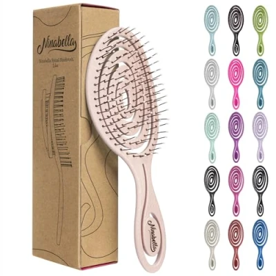 Abbildung von Ninabella Haarbürste ohne Ziepen für Damen,Herren &amp; Kinder Entwirrbürste Locken,lange nasse Haare Nachhaltige Detangler Bürste mit Spiralfeder aus recyceltem Material Hair Brush Rose Gold