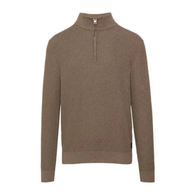 Abbildung von Strukturierter Strickpullover mit Troyerkragen Cognac XL