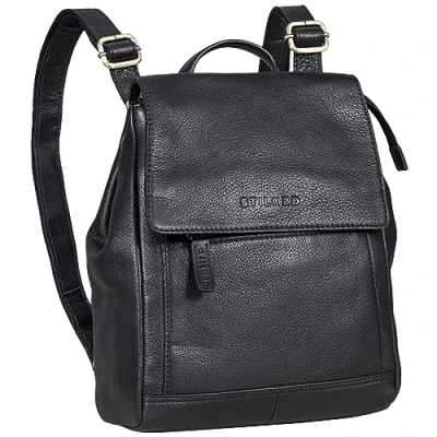 Abbildung von STILORD &#039;Allegra&#039; Elegante Rucksack Handtasche Damen Leder klein Cityrucksack Frauen Vintage Lederrucksack Daypack Retro Wildleder Umhängetasche Damen, Farbe:schwarz