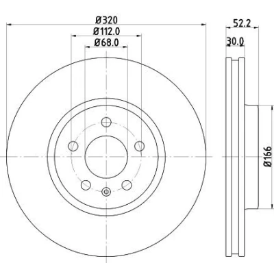 Abbildung von HELLA PRO 8DD 355 113 911 Bremsscheibe 320 30 05/06 112 innenbelüftet beschichtet ohne Radbefestigungsbolzen, Radnabe AUDI: Q5, A4 B8 Avant