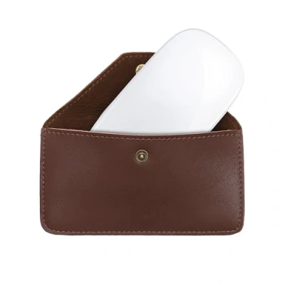 Abbildung von kwmobile Maus Schutzhülle kompatibel mit Apple Magic Mouse/ThinkPad Mouse/Pebble Mouse/Xiaomi Mouse Hülle Leder für PC Echtleder Cover Computer Dunkelbraun